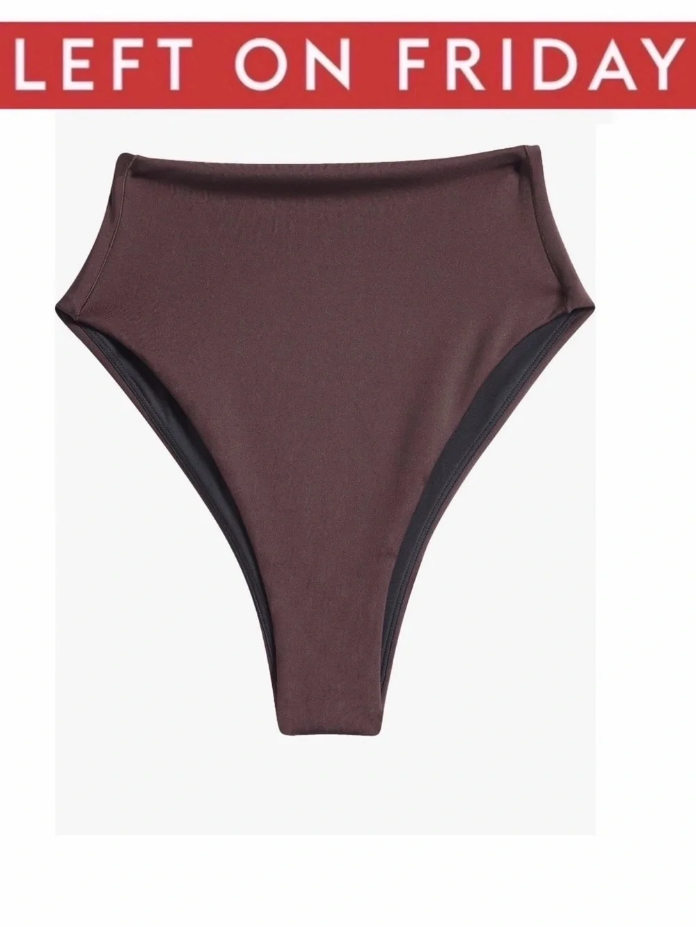 Left On Friday Hi Hi High Cut Cheeky High-Waist Bikini Bottom Cold Brew Brown